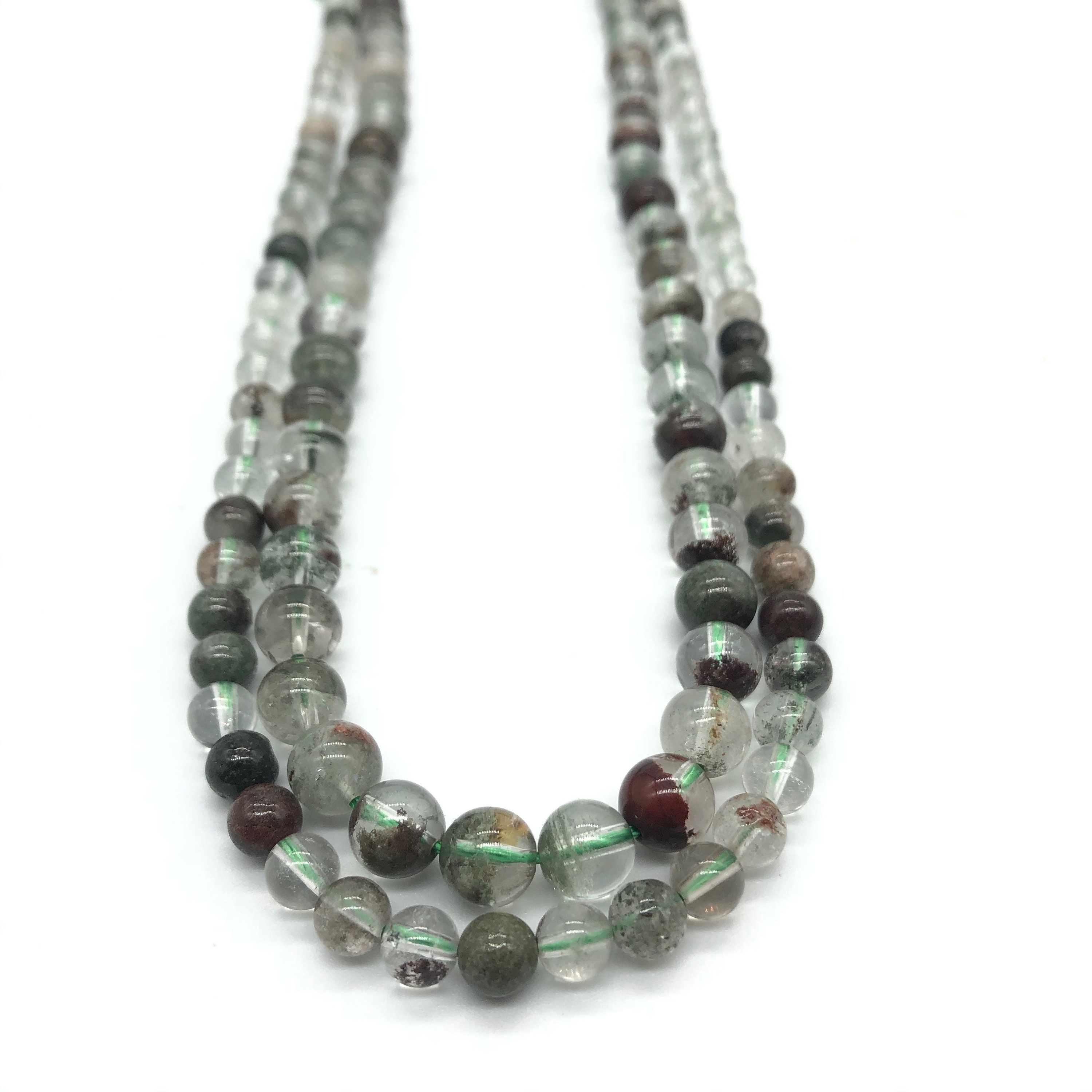 Natural Lodolite Quartz Beads Green Phantom Quartz Beads Etsy