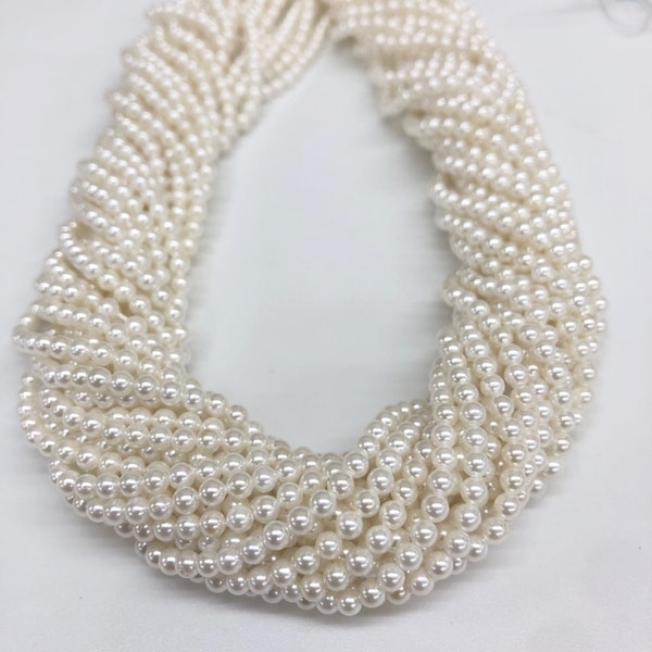 White Pearl Beads, Round Shell Beads, Freshwater Shell Beads, Loose Beads, Shell Anklet Beads, 2-3mm for Jewelry Making