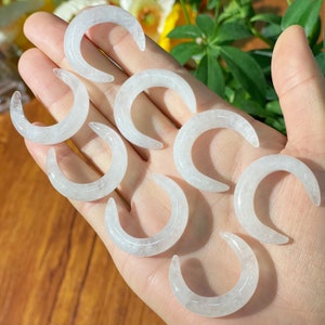 Clear Quartz Crescent Moon: No Hole Pendant for DIY Jewelry