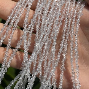 AAA Herkimer Diamond Quartz Beads: Super Clear Double Point, 4mm, 16 Inches