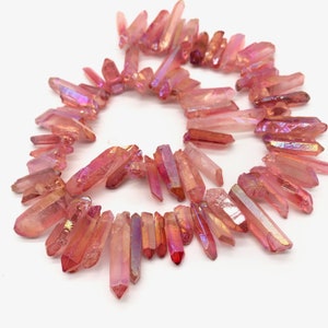 Crystal Quartz Points Beads, Aura Points Beads, Crystal Points Bulk, Crystal Crown Beads, Crystal Points Drilled, Stick Beads