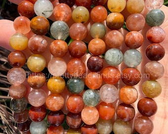 Natural Rabbit Hair Quartz Beads, Round Gemstone Beads, Jewelry Making Supplies (6mm 8mm 10mm)