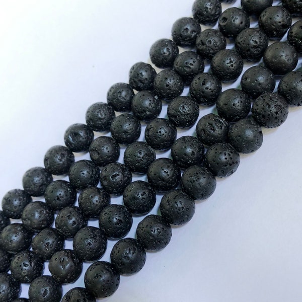 Natural Lava Beads, Full Strand Beads, Black Lava Rock Beads, Wholesale 6mm, 8mm, 10mm, 12mm