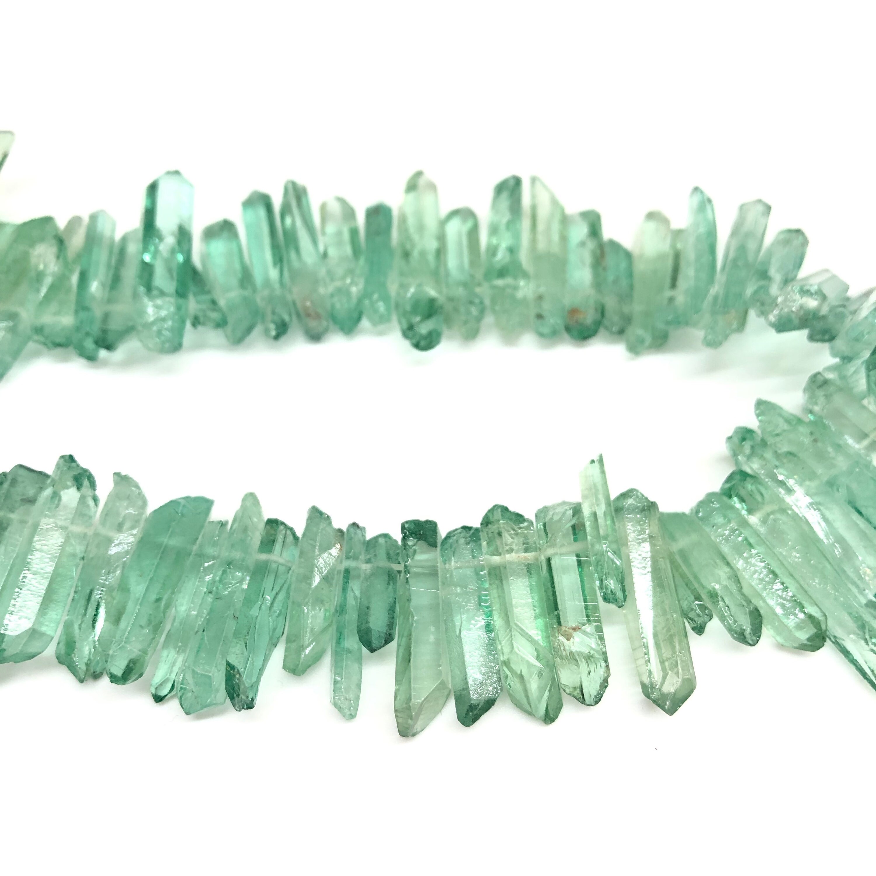 Mint Green Crystal Points Beads Quartz Points Beads Bulk Etsy