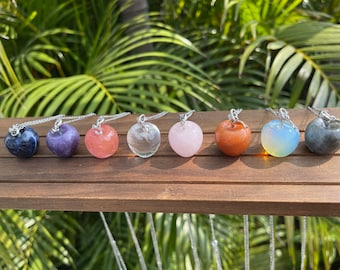 Crystal Apple Pendant : Gemstone Healing Jewelry