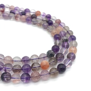 AAAA Super 7 Crystal Quartz Beads: Round Smooth Gemstone Beads (6mm, 8mm, 10mm)