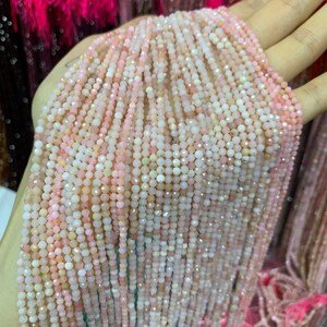 Micro Pink Opal Faceted Round Loose Beads 2mm 3mm 4mm Genuine Gemstone Beads for Jewelry DIY 15.5'' Per Strand image 3