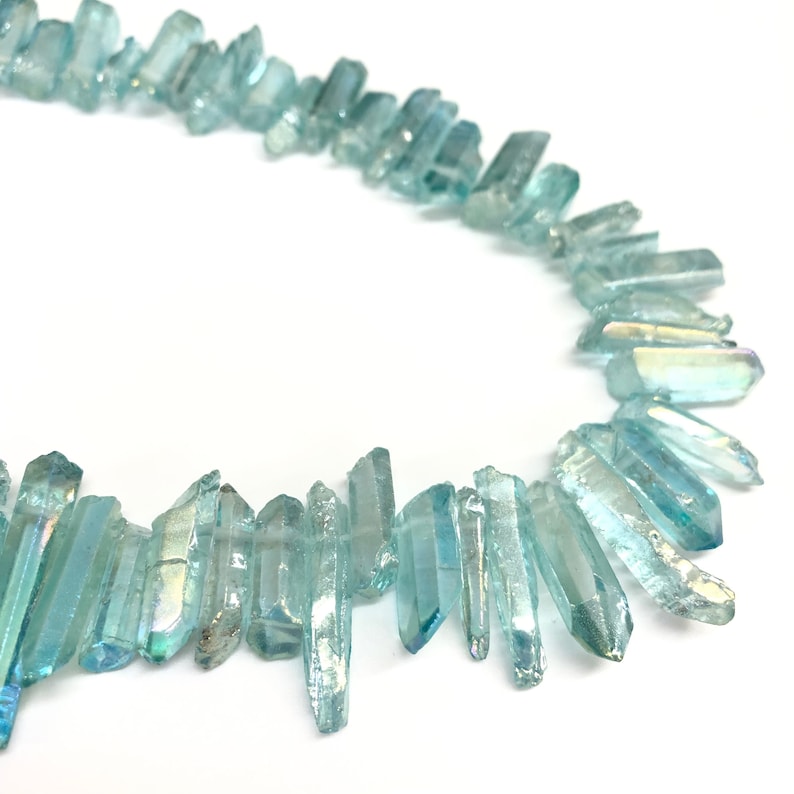 15.5 Inch Natural Crystal Quartz Point Beads Aura Crystal - Etsy