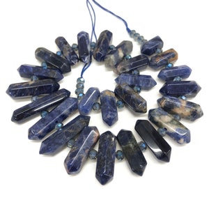 Blue Sodalite Points: Double Terminated Faceted Beads for Pendants