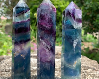 4 Inches Rainbow Fluorite Point, Fluorite Crystal Point, Rainbow Fluorite Tower, Crystal Tower, Healing Crystals