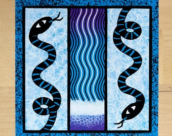Waterfall Mist with Snakes Art Print: Giclée Print (5" x 5")