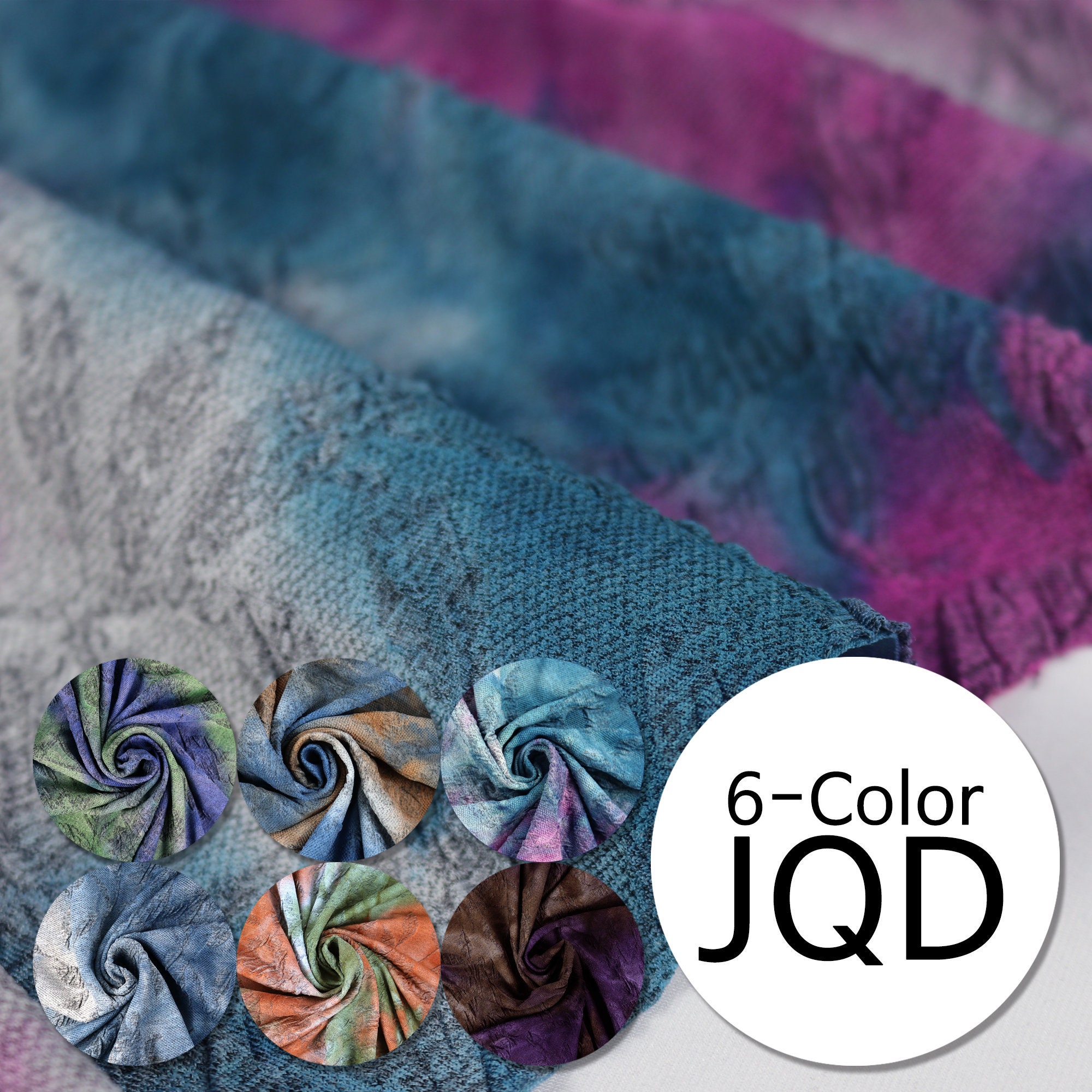 Flower Patterned Tie-dyed Knit Jacquard Fabric by the Yard, 54/56