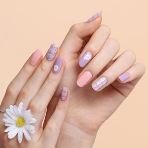 Lovely Daisy 45922 - Zipkok® Gel Nail Strips 20 Nail Art Stickers in 10 Sizes Mini nail file included