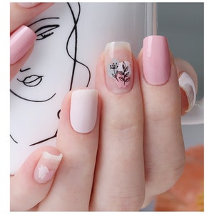 Drawing Pink 45766 - Zipkok® Gel Nail Strips 20 Nail Art Stickers in 10 Sizes Mini nail file included
