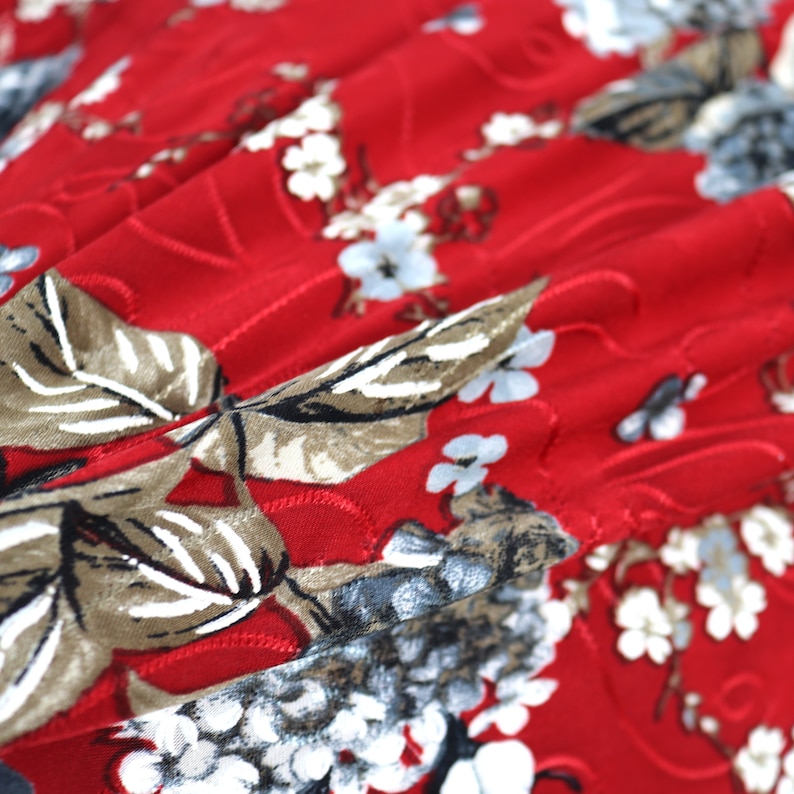 5556 190GSM 5 Colors Flower Pattern Printed Single Spandex Knit Jacquard Fabric with Puff by the YardYU-7226 D#63