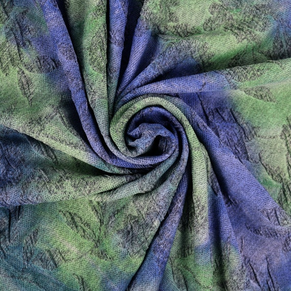 TDYです❁︎ Flower Patterned Tie-dyed Knit Jacquard Fabric by the Yard, 54/56