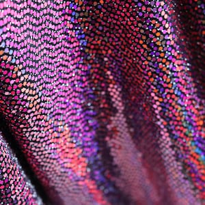 52" Cuttable Width, 200GSM, 2-Way Stretch Metallic Nylon/Polyester/Spandex with Red Hologram Sequins Knit Fabric by the Yard/YU-7397 RED
