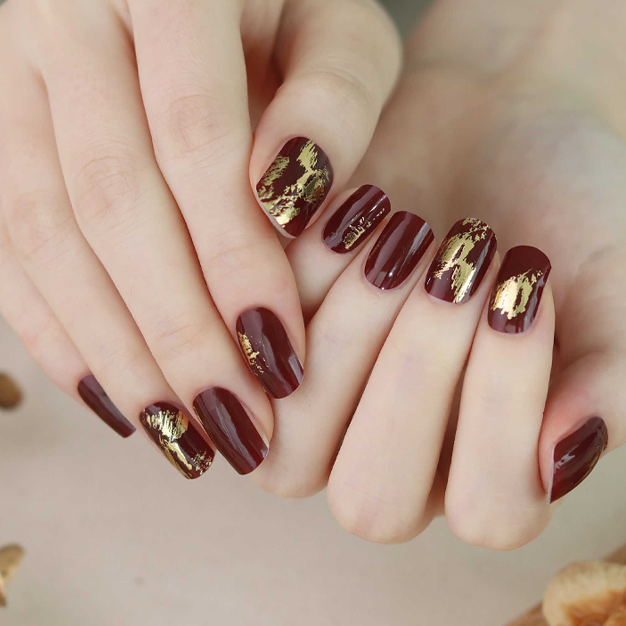 Burgundy Foil Art 45730 Zipkok® Gel Nail Strips 20 Nail Art - Etsy