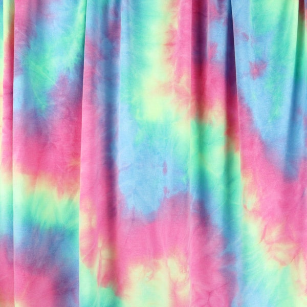 Multi-Colored Soft Tie-Dyed T/R Terry Polyester/Rayon/Spandex Knit Fabric for Hoodie by the Yard, 58/60" Wide/YU-2677