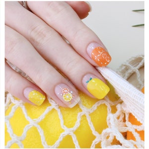 Orange Sherbet 45649 - Zipkok® Gel Nail Strips 20 Nail Art Stickers in 10 Sizes Mini nail file included