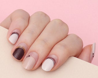 Sweet Latte 45761 - Zipkok® Gel Nail Strips 20 Nail Art Stickers in 10 Sizes Mini nail file included