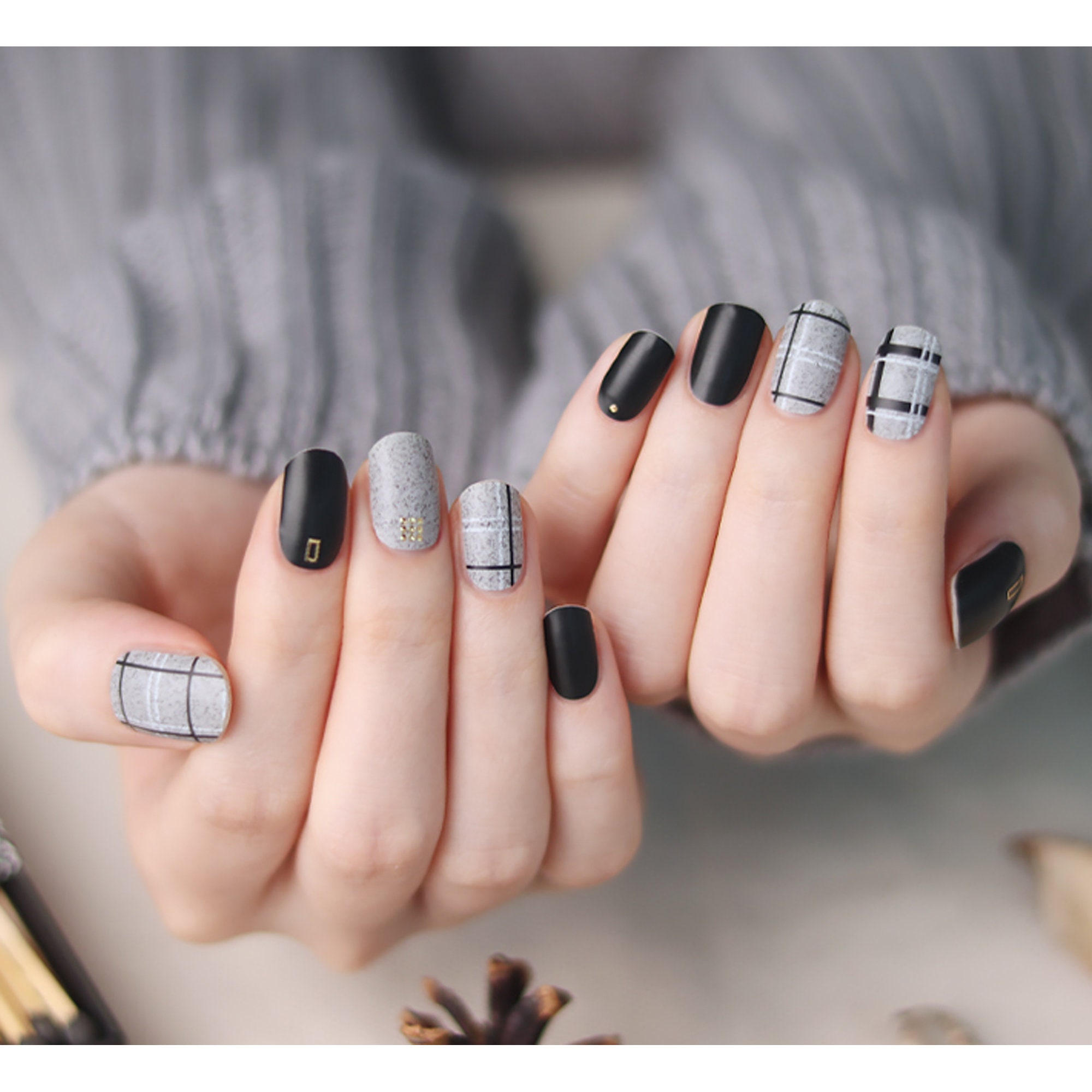 Black Velvet Check 45726 Zipkok® Gel Nail Strips 20 Nail Art - Etsy