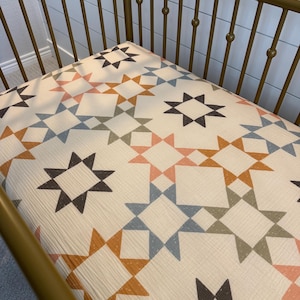 GOTS Certified Organic Crib Sheets, Vintage Quilt Pattern, Gender Neutral, Mini Crib and Bassinet Sheets, Custom Sizes Available