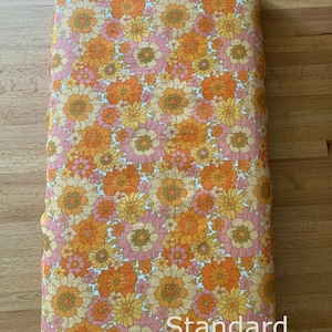 Organic Muslin Crib Sheets, Organic Baby Bedding, Pink Groovy Floral