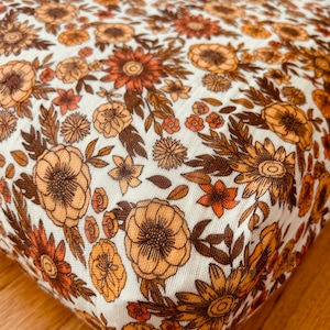 Organic Muslin Crib Sheets, Organic Baby Bedding, 70&#39;s Floral
