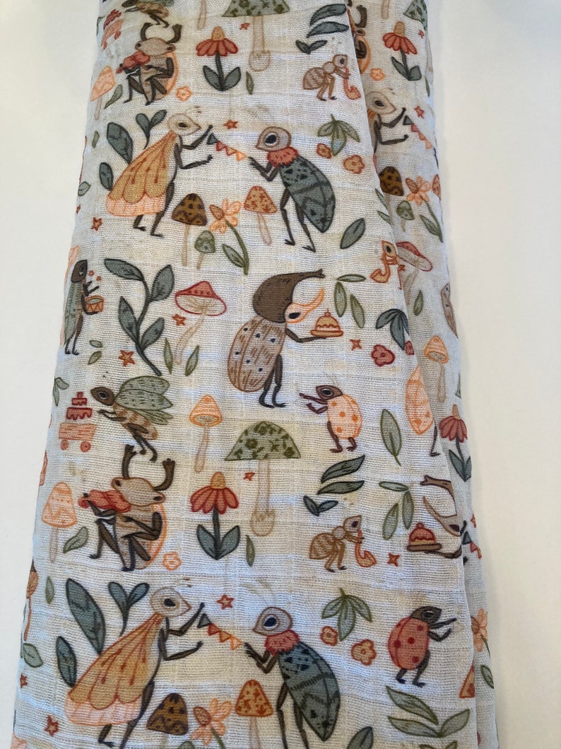 Organic Fitted Crib Sheets Mushroom and Insect Muslin Etsy