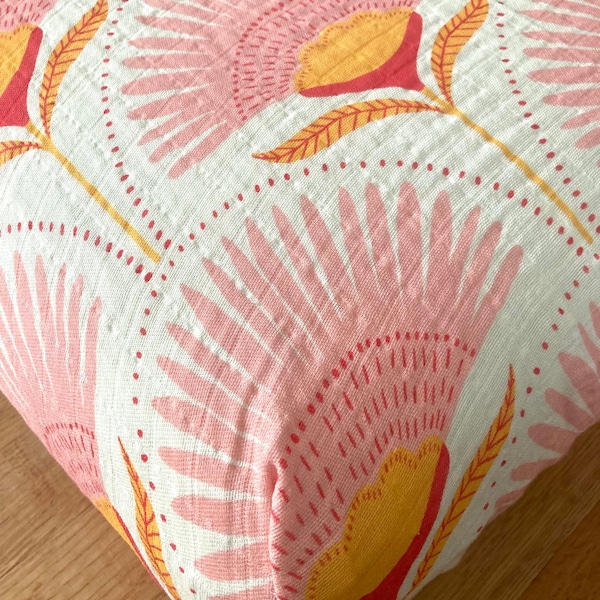 Crib Sheet, Pink Art Deco Floral, Handmade