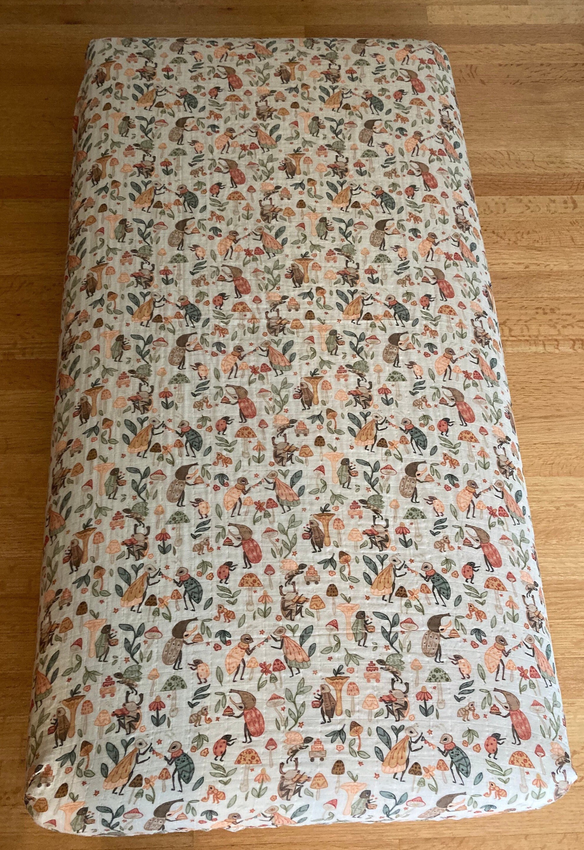 Organic Fitted Crib Sheet Insect Party Etsy