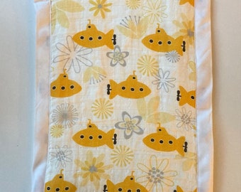 Yellow Submarine Burp Cloths Muslin Burp Cloths Baby Shower Gift