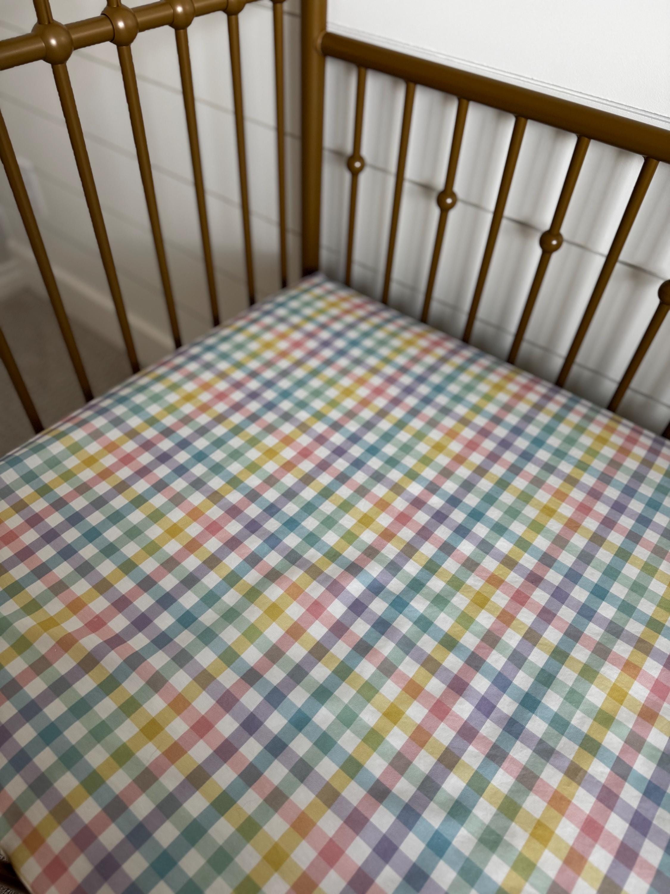 Pastel Rainbow Plaid Cotton Crib Sheet: Handmade Baby Bedding - Etsy