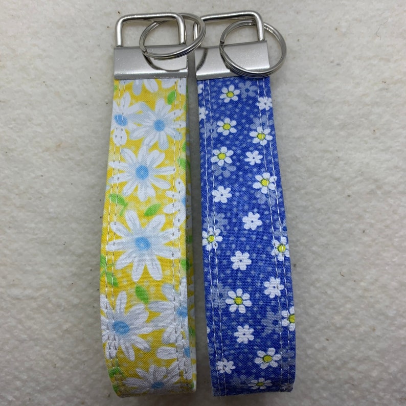 Wrist Keychain Blue /& Yellow Floral Key Fob Set Wristlet Key Fob Vibrant Key Fobs Fabric Key Fob