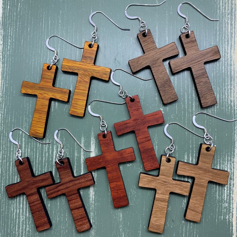 Cross Cut Earrings Natural Wood Earrings Wooden Earrings Etsy