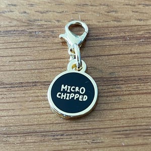 Mini Pet Accessory | Microchipped Small Enamel Dog Charm Tag | Durable Attachment Dog Cat Id Tag | Personalised Custom Enamel Circle Tag