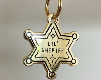 Lil' Sheriff geëmailleerd huisdierlabel: gegraveerde hond/kat-ID