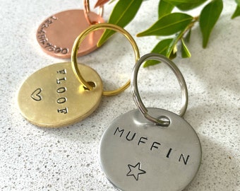 PREMIUM Large 2mm Thick &quot;Forever&quot; Dog Tags - Durable Hand Stamped Pet Id Tag - Metal Circle Tag