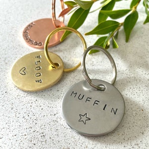 PREMIUM Large 2mm Thick "Forever" Dog Tags - Durable Hand Stamped Pet Id Tag - Metal Circle Tag