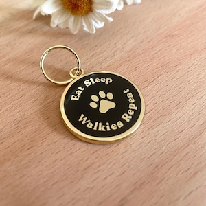 Personalized Enamel Pet ID Tag: Engraved Dog Cat Tag, Gold Plated