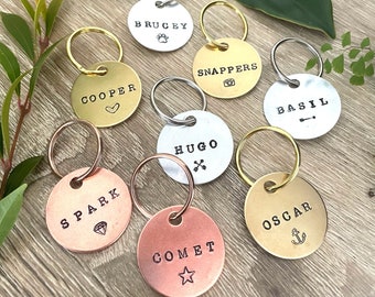 Custom Hand Stamped Dog Tags - Simple Handmade Pet Id Tag - Metal Circle Tag