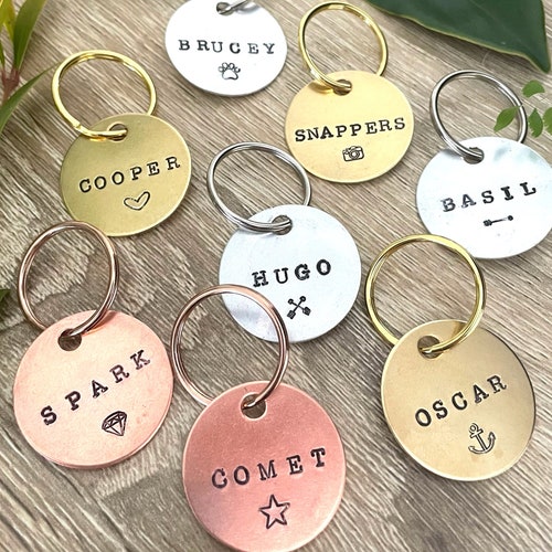 Custom Hand Stamped Dog Tags Simple Handmade Pet Id Tag Etsy