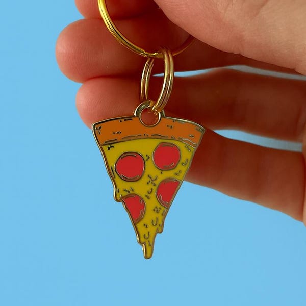 Pizza Enamel Pet Tag: Engraved Dog Cat ID