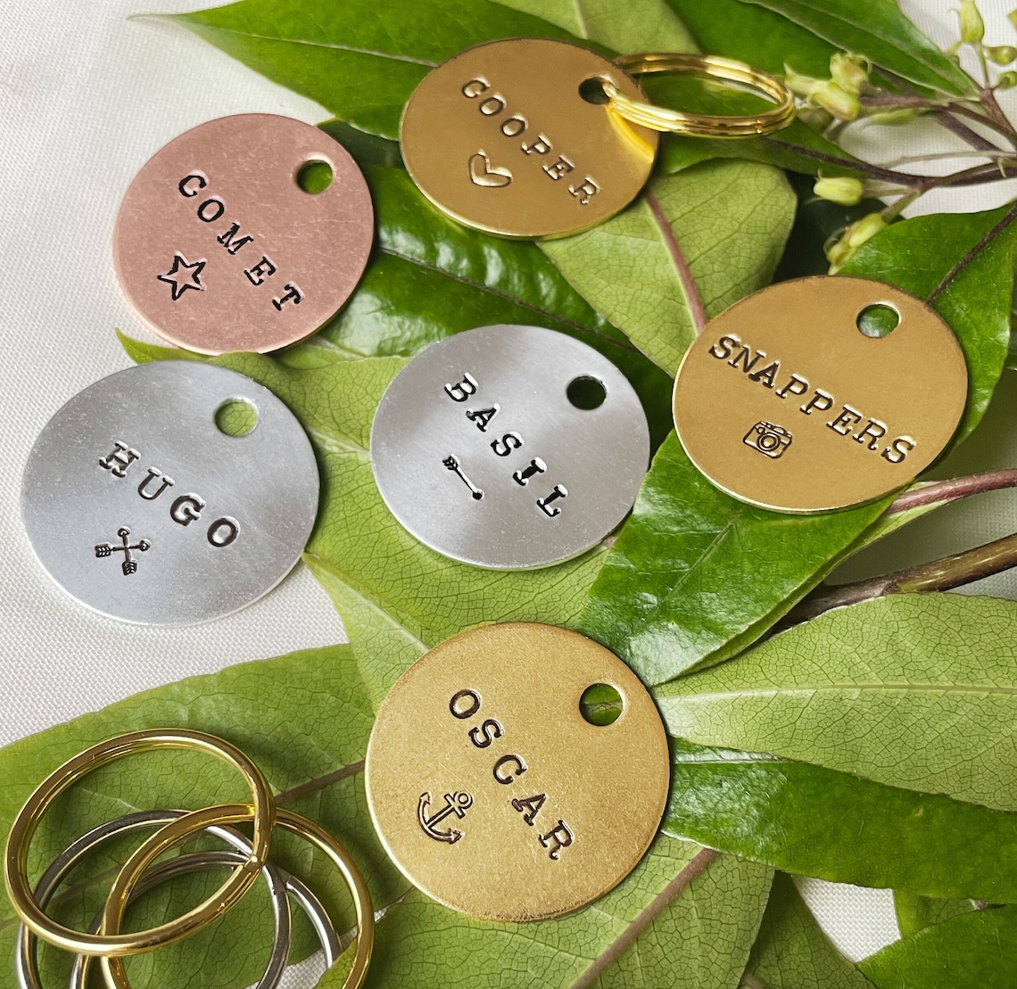 Custom Hand Stamped Dog Tags Simple Handmade Pet Id Tag Etsy