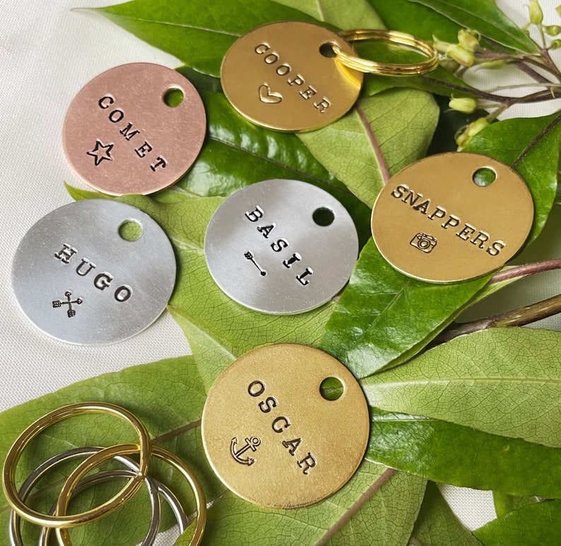 Custom Hand Stamped Dog Tags Simple Handmade Pet Id Tag Etsy