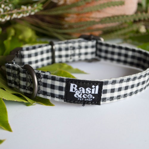 Gingham Dog Collar Rustic Pattern Dog Collar Black Metal Etsy