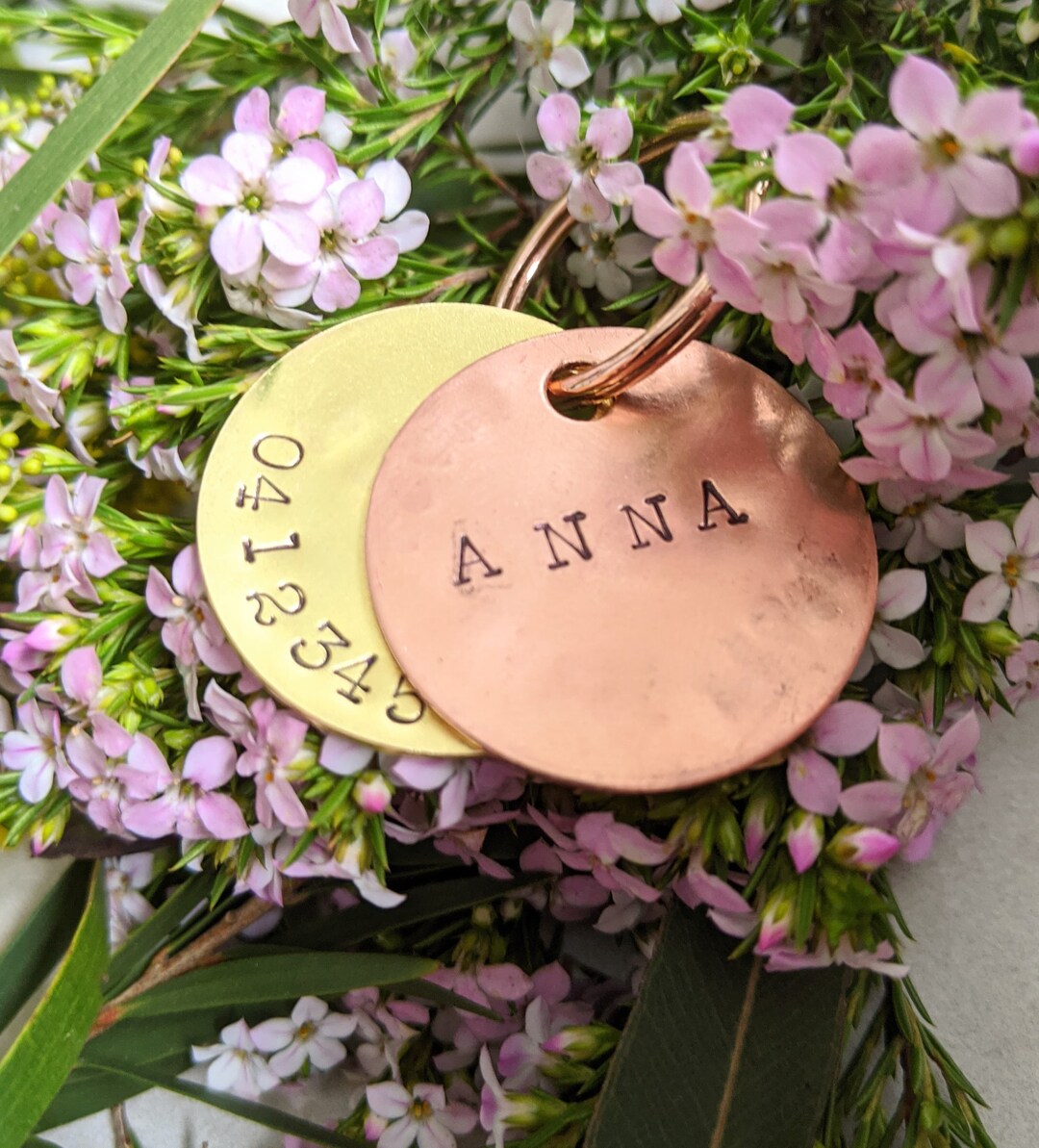 Custom Hand Stamped Dog Tags Double Gold/rose Gold Handmade Etsy