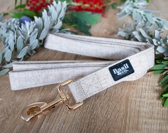 Hemp Dog Leash - Durable Hemp Fabric Dog Lead - Gold Metal Clip