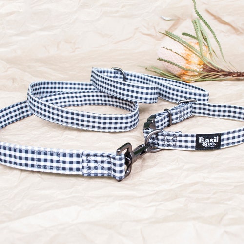 Gingham Dog Collar Rustic Pattern Dog Collar Black Metal Etsy